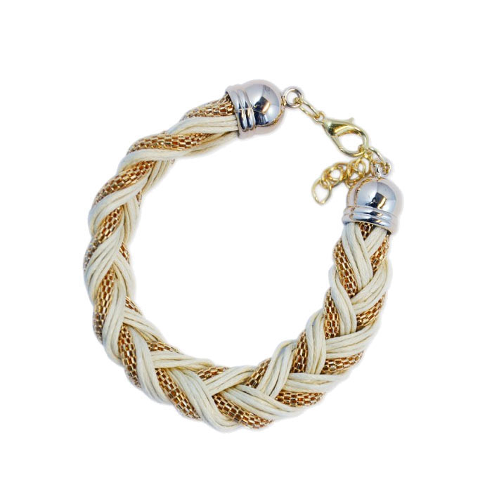 Armband Braided Gold White