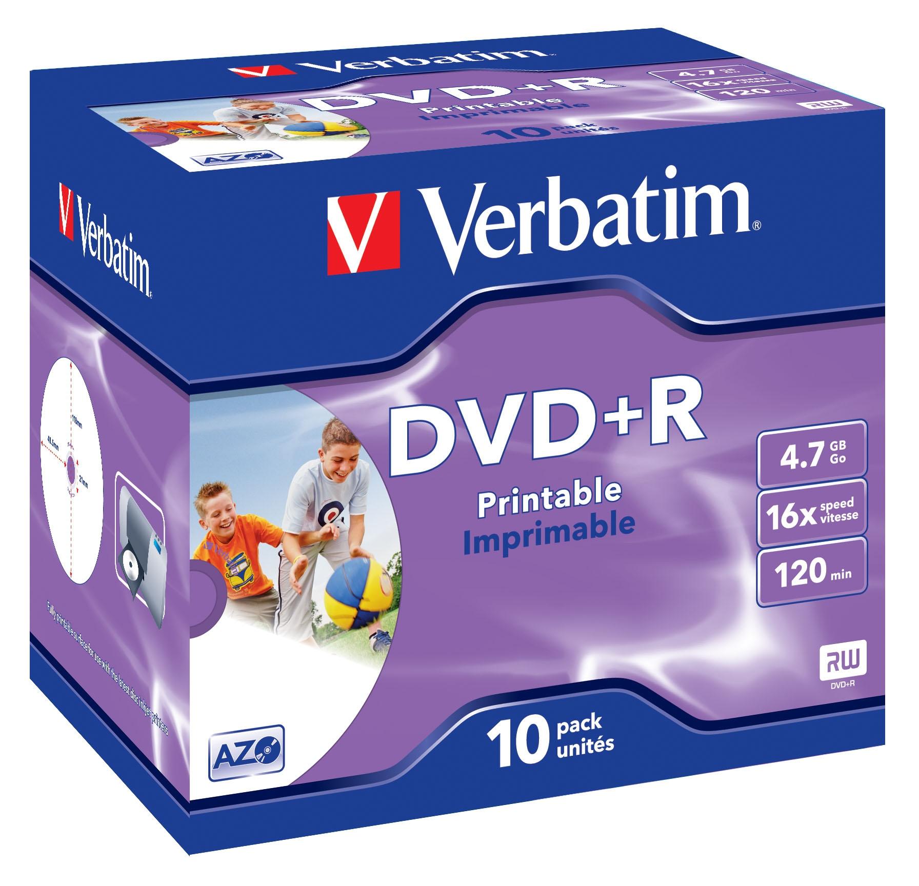 DVD+R VERBATIM 4.7GB Print Jewel 10/FP