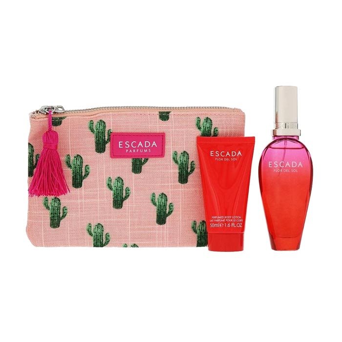 Giftset Escada Flor Del Sol Edt 50ml + 50ml BodyLotion + Clutch Bag Giftset Escada Flor Del Sol Edt 50ml + 50ml BodyLotion + Clutch Bag