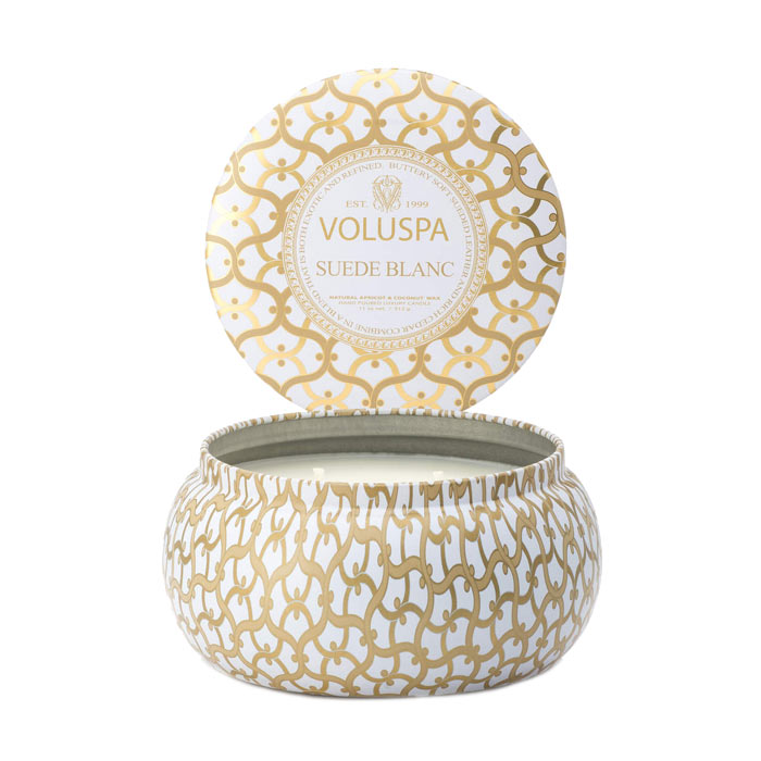 Voluspa 2-Wick Maison Metallo Candle Suede Blanc 312g